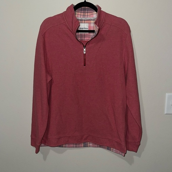 Tommy Bahama Other - Tommy Bahama quarter zip men’s pullover sweater size Med EUC pink/red color EUC